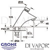 Grohe Contropress Self-Closing Pillar Tap Dimensions
