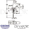Grohe Eurodisc SE Self-Closing Basin Mixer Tap Dimensions