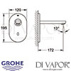 Grohe Euroeco Cosmopolitan E Infra-Red Electronic Wall Basin Tap without Mixing Device Dimensions