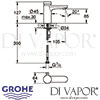Grohe Eurosmart Cosmopolitan T Self-Closing Basin Mixer Dimensions