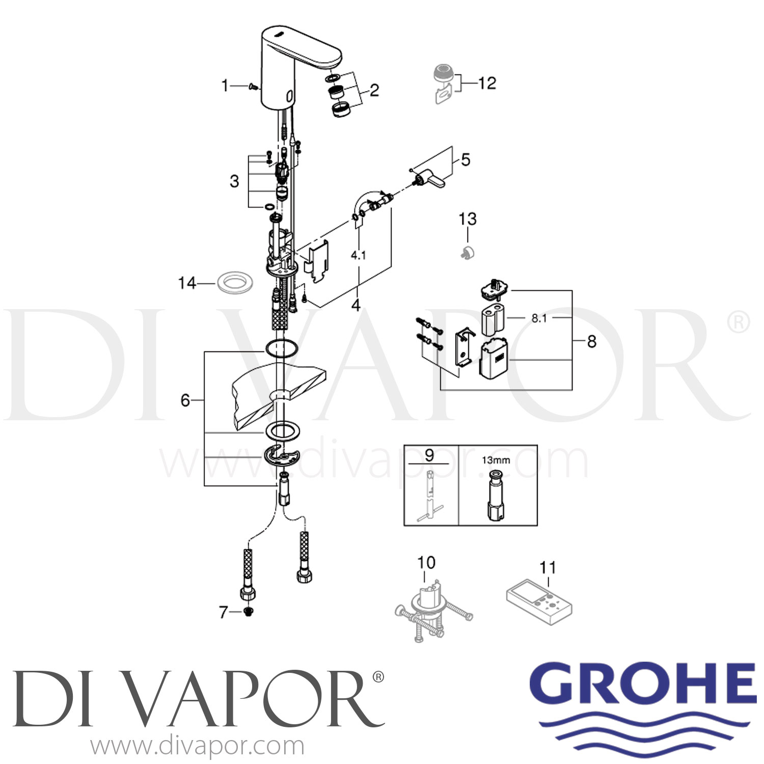 Grohe 36327001 Eurosmart Cosmopolitan E Infra-Red Electronic Basin ...