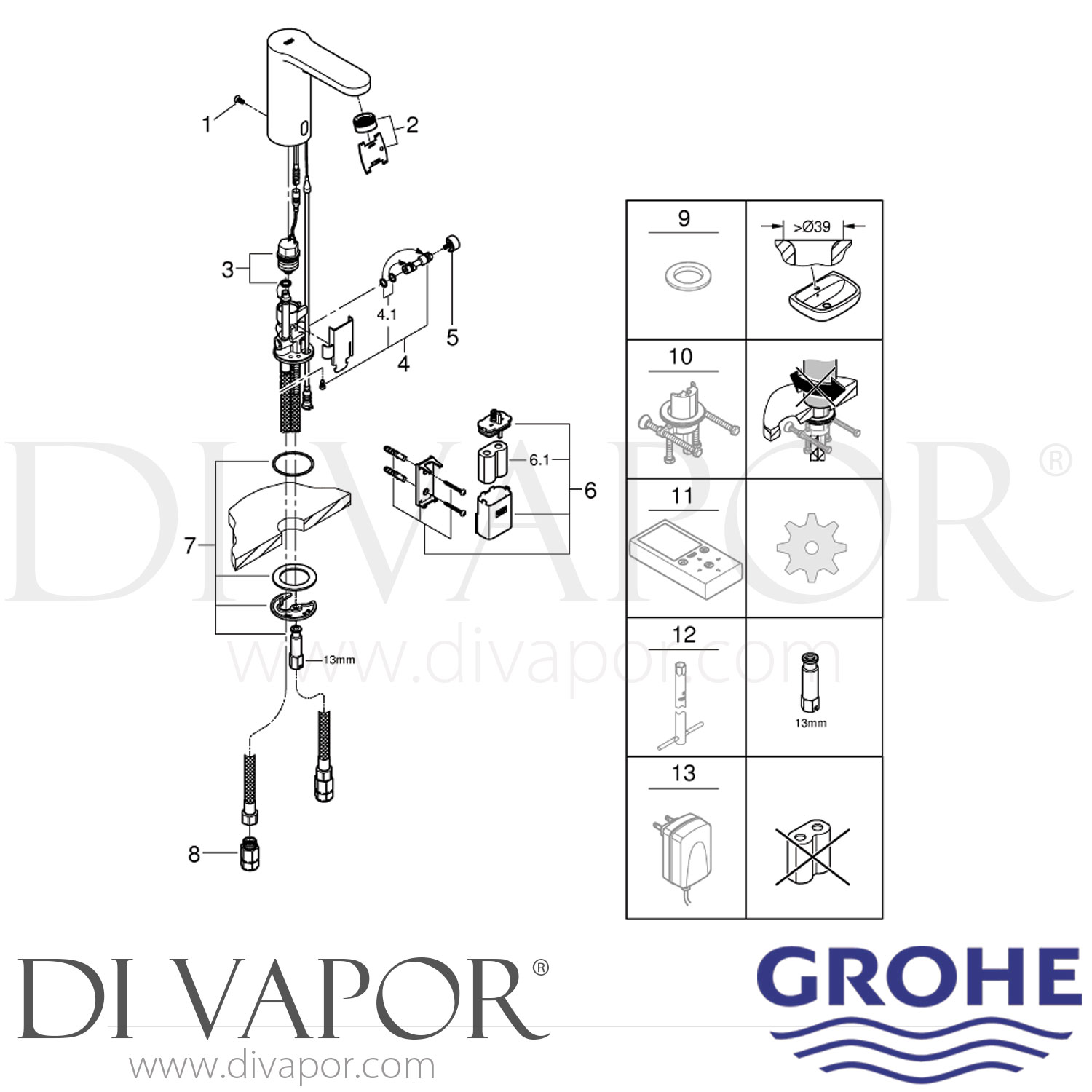 Grohe 36329000 Eurosmart E Centerset Touchless Bathroom Faucet , Chrome 並行輸入品 GROHE 36329000 Eurosmart E Single Hole Touchless Bathroom Faucet