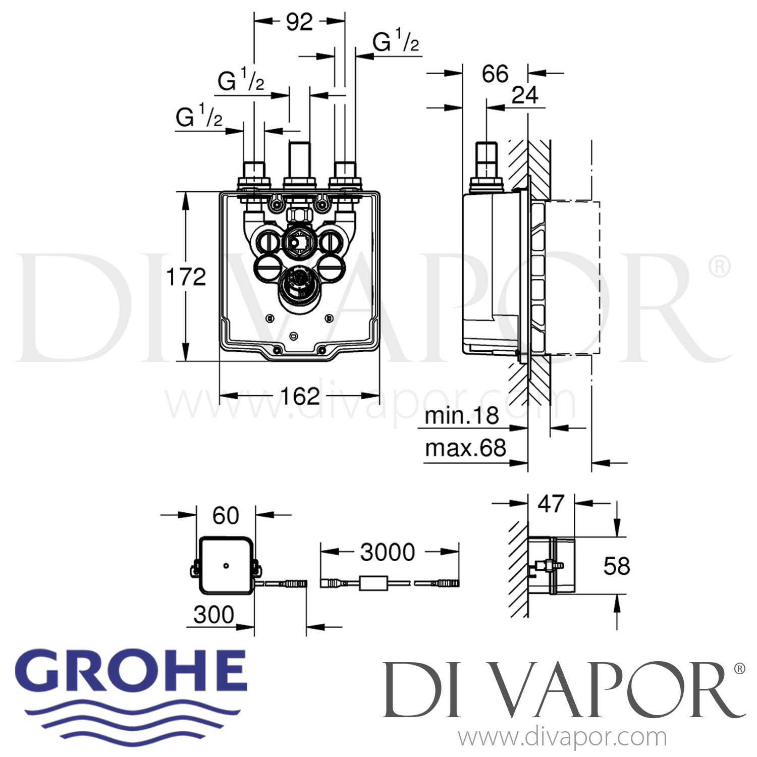 Grohe 36416000 Eurosmart Cosmopolitan E Concealed Control Unit Spare Parts