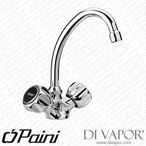 Paini 37CR252 Arno Basin Monobloc Tap with Swivel Tube Spout and 1