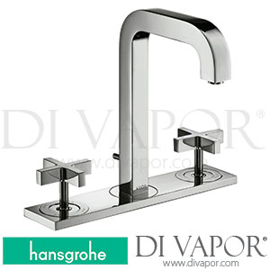Hansgrohe 39130009 AXOR Citterio 3-Hole Basin Mixer 170 with Spout 140 Mm, Cross Handles, Plate and Pop-Up Waste Set 2 Ticks >04/20 Spare Parts