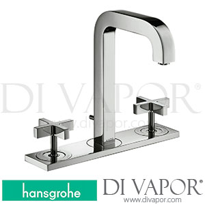 Hansgrohe 39134000 AXOR Citterio 3-Hole Basin Mixer 170 with Spout 140 Mm, Cross Handles, Plate and Pop-Up Waste Set >01/10 Spare Parts