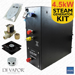 4.5kW Steam Room or Shower Kit | Steam Generator 220V | Control panel | 1 Metre Steam Pipe