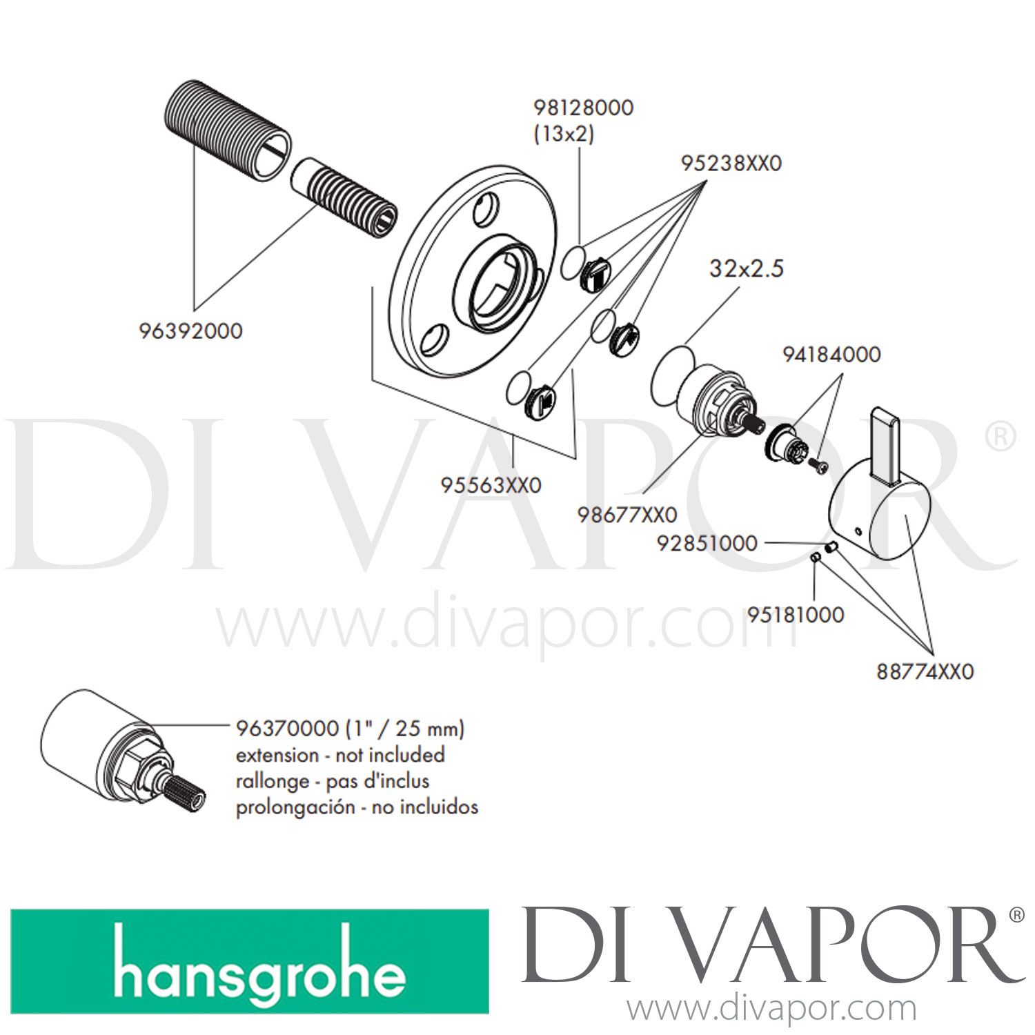 Hansgrohe Ecostat S Thermostatic Valve Trim Only With Integrated - Bed - View #4