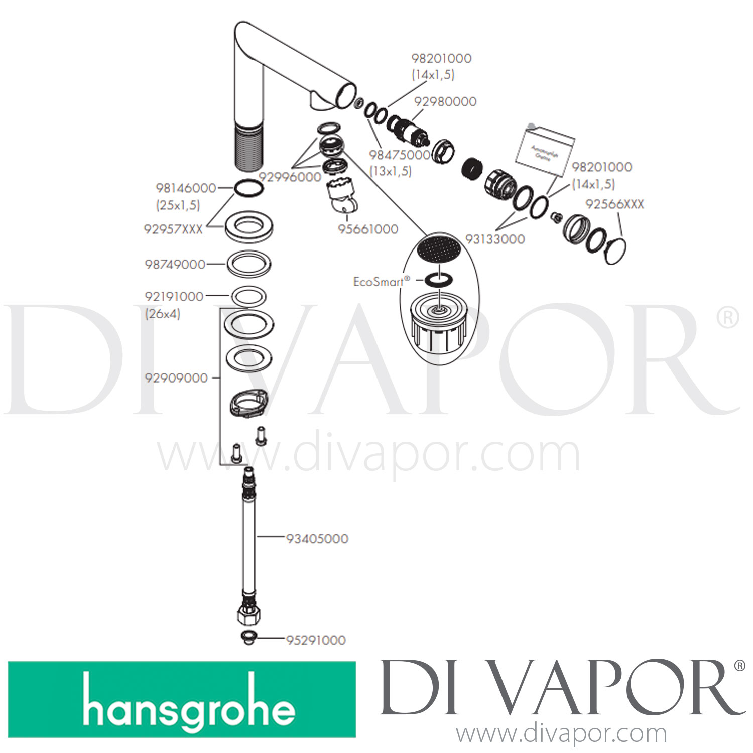 Hansgrohe 45130000 AXOR Uno Pillar Tap Select 80 without Waste Set >06/