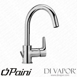 Paini 47CR250 Parallel Single Lever Basin Mixer Tap with Tube Swivel Spout 1