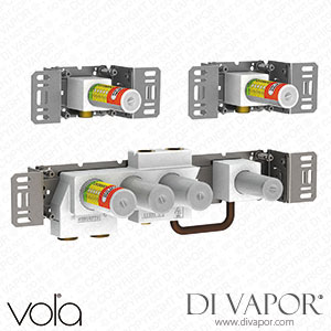 Vola Thermostatic Mixer with 3-Way Diverter, One Premounted Outlet Socket, and Two Separate Outlet Sockets, 200M (5400FA3) Spare Parts