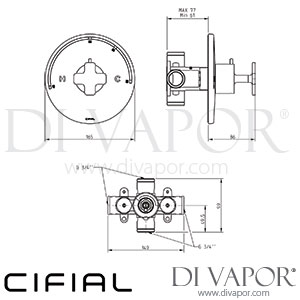 Cifial 600020T4 TH400 Concealed Shower Thermostatic Manual Mixer 2 Outlets Spare Parts