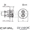 Cifial 600021BHL Brookhaven Lever Thermostatic Shower Valve Dimensions