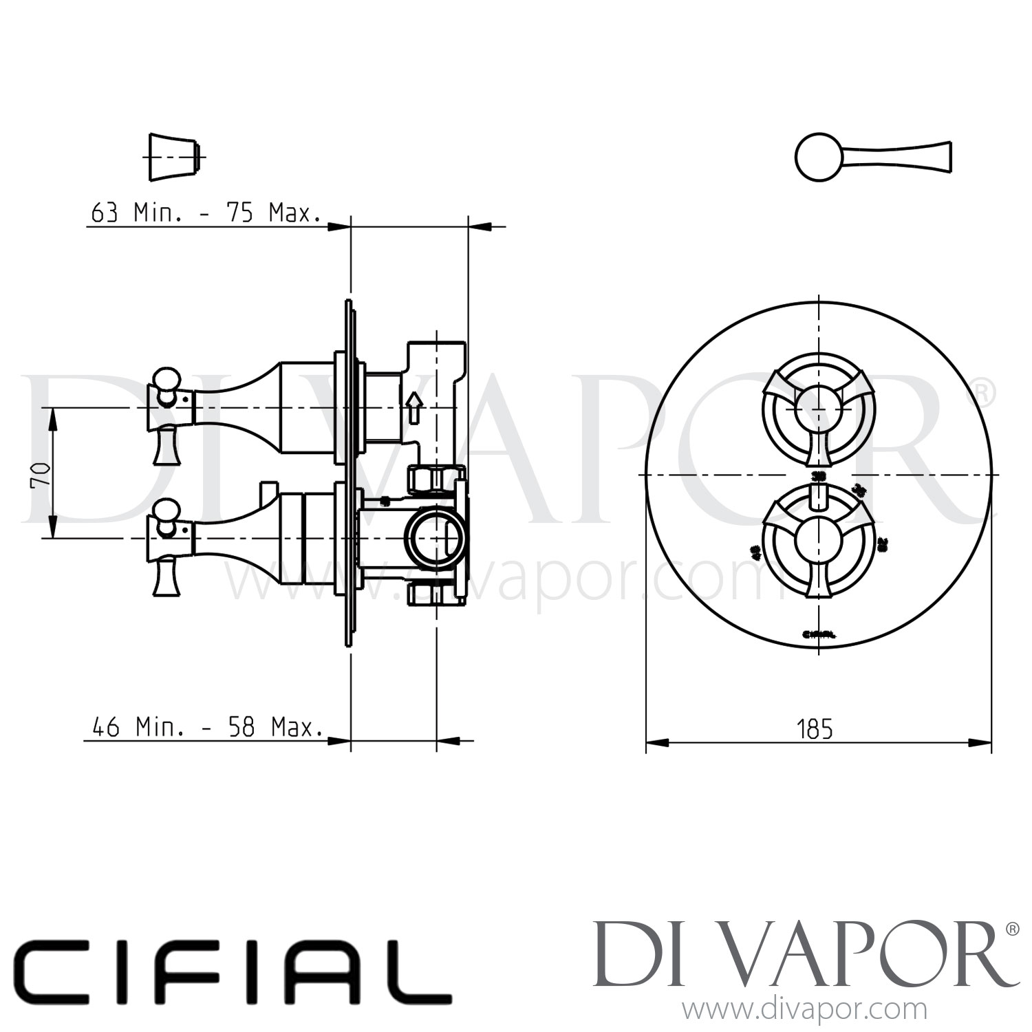 Cifial 600021BHX Brookhaven Cross Thermostatic Shower Valve Spare Parts