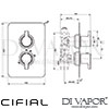 Cifial 600021CL Coule Thermostatic Shower Valve Dimensions