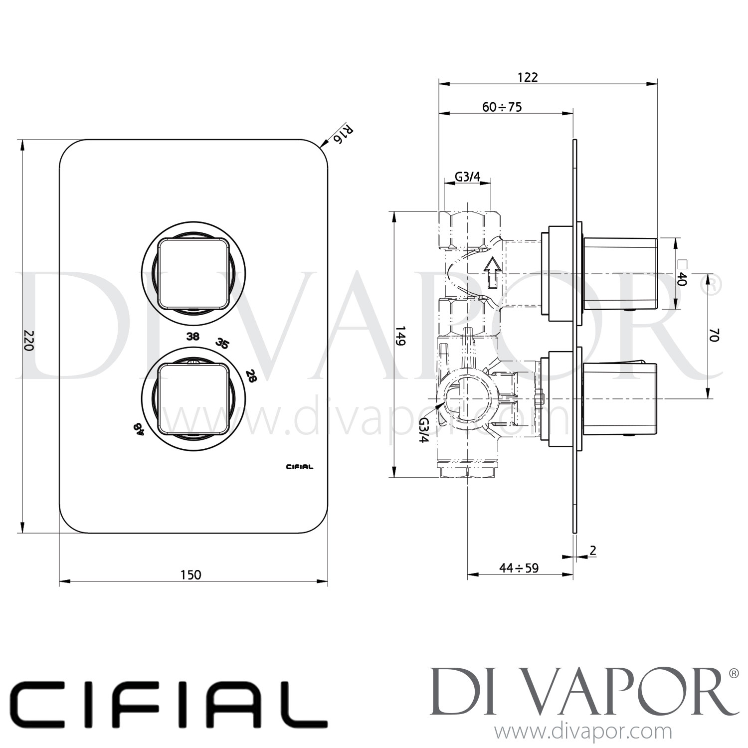 Cifial 600021CU Cudo Thermostatic Shower Valve Spare Parts