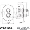 Cifial 600021EM Emmie Thermostatic Valve Dimensions
