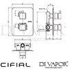 Cifial 600021QD Mini Square Thermostatic Shower Valve 1 Outlet Dimensions