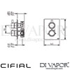 Cifial 600021TH-614 Black Techno Thermostatic Shower Valve 1 Outlet Dimensions