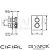 Cifial 600021TH-X11 PVD X11 Thermostatic Shower Valve 1 Outlet Dimensions