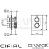 Cifial 600021TH-X20 PVD X20 Thermostatic Shower Valve 1 Outlet Dimensions