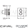 Cifial 600021TH Technovation 465 Chrome Black Thermostatic Shower Valve 1 Outlet Dimensions