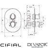 Cifial 600021VV-614 Black Viva Thermostatic Shower Valve 1 Outlet Dimensions