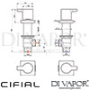 Cifial 600033CL Coule Deck Valves and Aqua Filler Dimensions