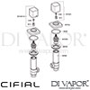Cifial 600033CU Cudo Deck Valves and Aqua Filler Dimension