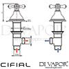 Cifial 600033ED Edwardian Deck Bath Valves and Aqua Filler Dimensions