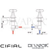 Cifial 600033HC Hexa Deck Bath Valves and Aqua Filler Dimensions