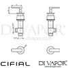 Cifial Pair Deck Bath Valves and Aqua Filler Lever Dimensions