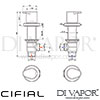 Cifial 600033VV Viva Deck Valves and Aqua Filler Dimensions