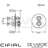 Cifial 600060BHX Brookhaven Cross Thermostatic Shower Valve with Diverter Dimensions
