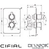 Cifial 600060CL Coule Thermostatic Shower Valve with Diverter Dimensions