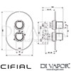 Cifial 600060EM Emmie Thermostatic Shower Valve with Diverter Dimensions