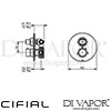 Cifial 600060SF Adele Thermostatic Shower Valve 2 Outlets Dimensions
