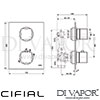 Cifial 600060SQ Quadrado Thermostatic Shower Valve 2 Outlets Dimensions
