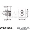 Cifial 600060TB Techno 300 Thermostatic Valve 2 Outlets Dimensions