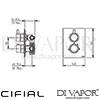 Cifial 600060TH-614 Black Techno 2 Control Thermostatic Valve with Diverter Dimensions