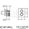 Cifial 600060TH-X11 PVD X11 Thermostatic Shower Valve 2 Outlets Dimensions