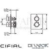 Cifial 600060TH Technovation 465 Chrome Black Thermostatic Shower Valve 2 Outlets Dimensions