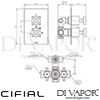 Cifial Texa Thermostatic Shower Valve 2 Outlets Dimensions