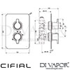 Cifial 600100CL Coule Thermostatic Fixed Shower Kit Dimensions