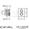 Cifial Technovation 465 Thermostatic Fixed Shower Kit Dimensions