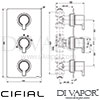 Cifial 600302CL Coule Thermostatic Fixed Flexi Shower Kit Dimensions