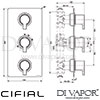 Cifial 600402CL Coule Thermostatic Flexi Bath Filler Kit Dimensions