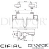 Cifial 600501CL Coule Themostatic Bath Shower Flexi Shower Kit Dimensions