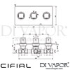 Cifial 600L32CU Cudo 3 Control Landscape Thermostatic Shower Valve Dimensions