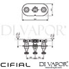 Cifial 600L32HX Hexa 3 Control Landscape Thermostatic Valve Dimensions